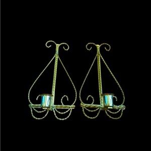 Elegant Gold Metal Wall Candle Holders